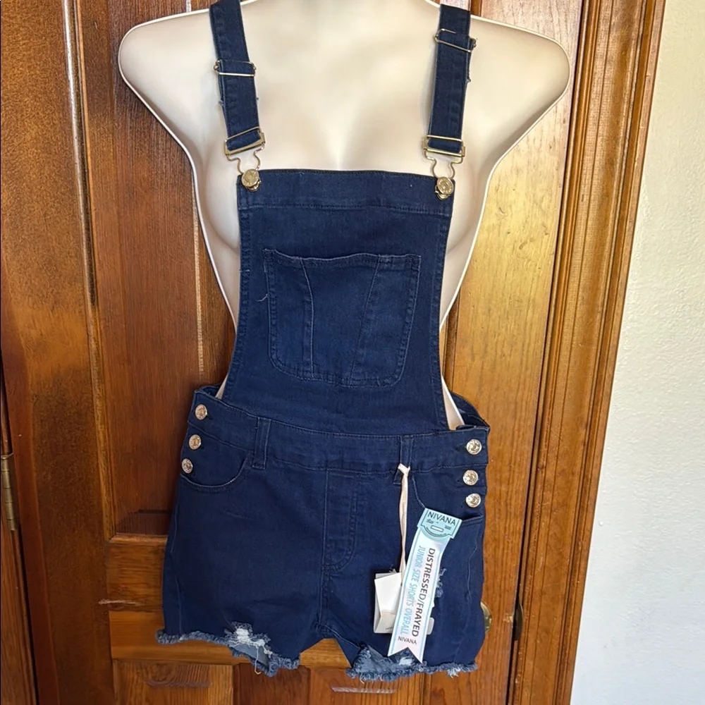 Dark Blue Denim Overalls - Picture 1 of 4